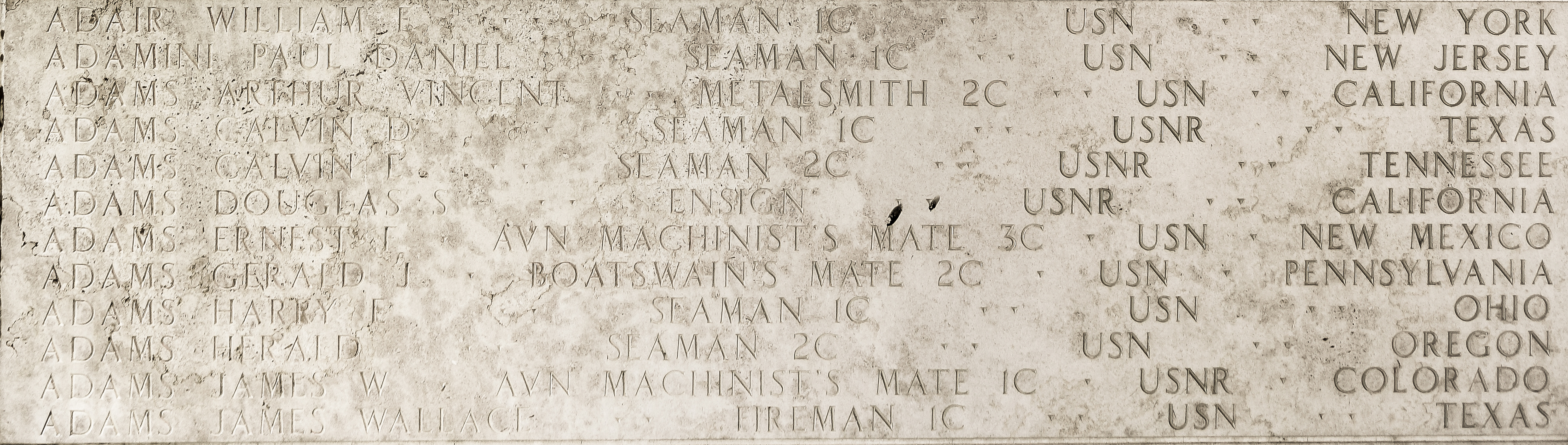 Calvin E. Adams, Seaman Second Class